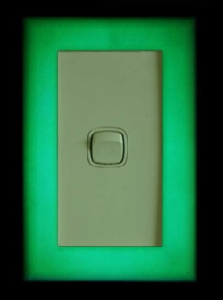 Green glowLight switch cover 130mm x 85mm x 8.5mm (deep)
