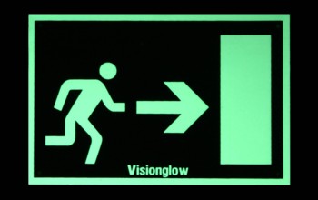 Exit, run man sym, left or right arrow 412mm x 270mm