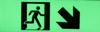 Exit sign diagonal arrow down right300mm x 100mm