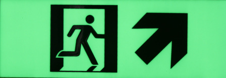 Exit sign diagonal up right300mm x 100mm